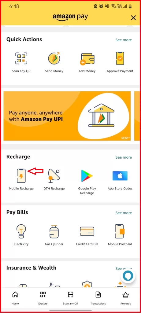 Select "Mobile Recharge" option