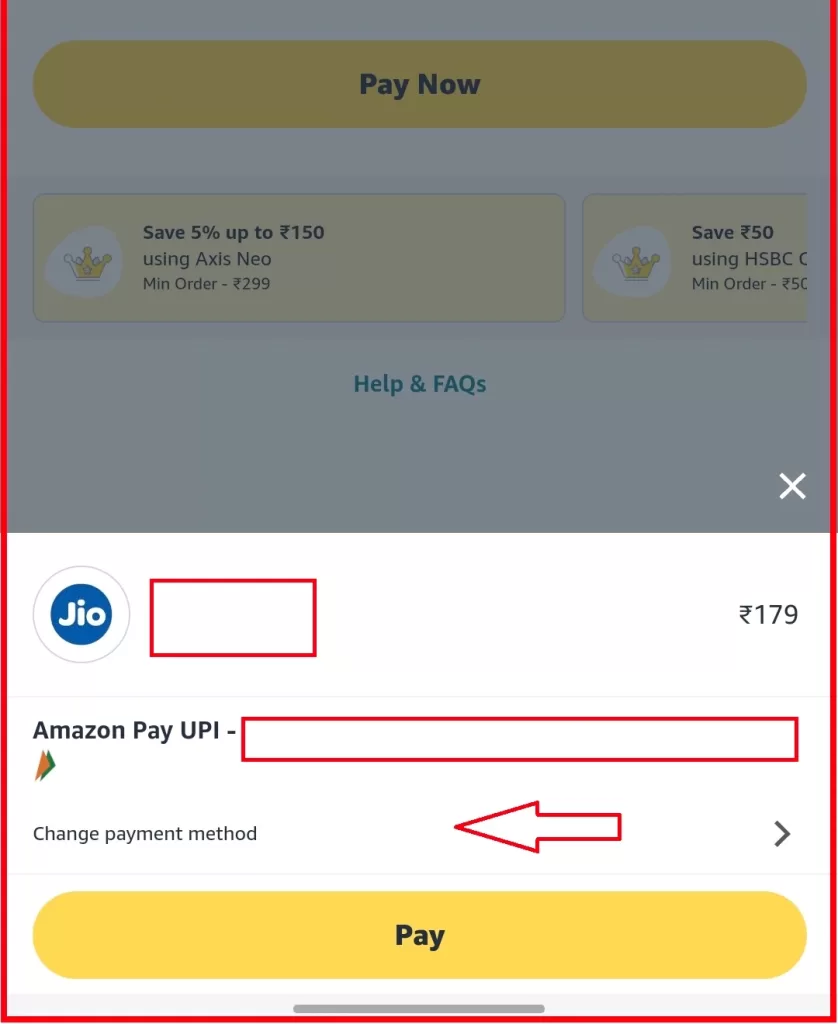 Step 5 of Use Amazon Pay Balance -Click on Change Payment Method